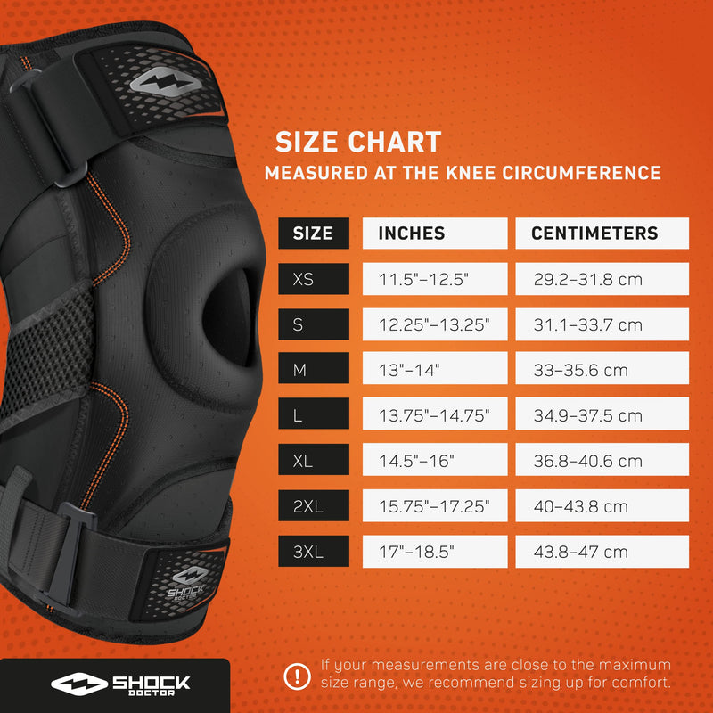 [Australia] - Shock Doctor 872 Knee Brace, Knee Support for Stability, ACL/PCL Injuries, Patella Support, Prevent Hyperextension, Meniscus Injuries, Ligament Sprains for Men & Women, Sold as Single Unit (1) Medium 