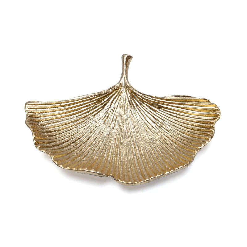 [Australia] - NIKKY HOME Gold Ginkgo Leaf Ring Holder Dish Jewelry Tray Trinket Tray Shabby Chic Pewter Display - 4.4" 
