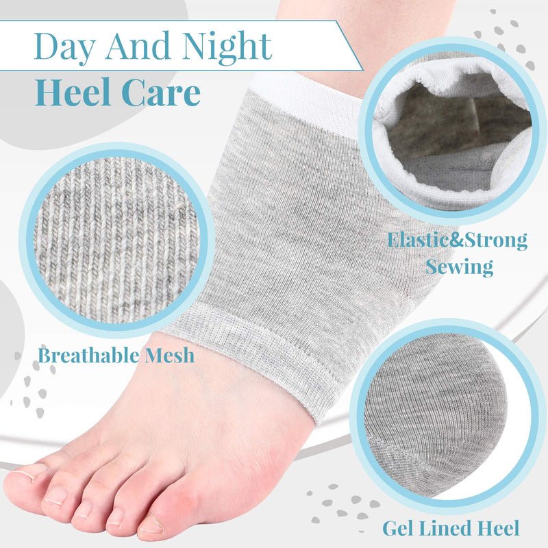 [Australia] - 2 Pairs Open-Toe Moisturising Gel Heel Socks, Spa Sock for Men or Women Foot Care, Cracked Heels, Dry Feet, Foot Calluses, Dead Skin (Black, Gray) Black, Gray 