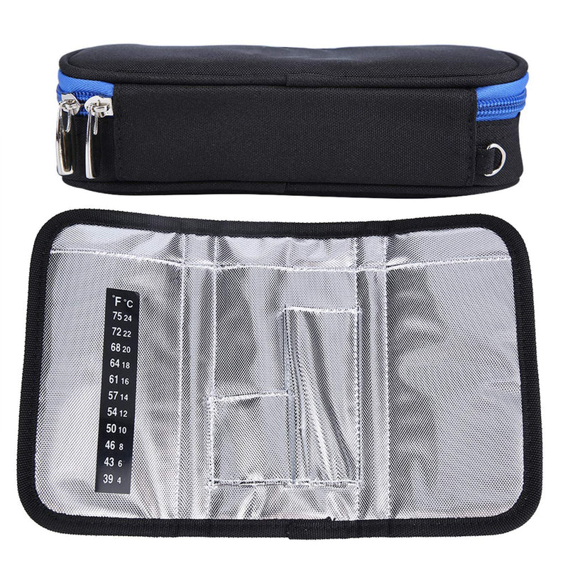 [Australia] - Portable Diabetic Organizer Cooler Bag Medical Care Cooling Case Travel Camping Ice Case for Insulin Testing Supplies(Black) Black 