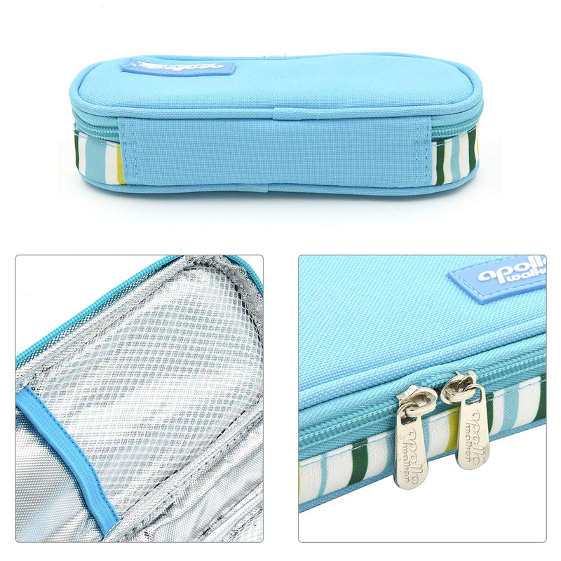 [Australia] - Goldwheat Insulin Cooler Travel Case Diabetic Medication Organizer Medical Cooler Bag with 2 Ice Pack Waterproof and Insulation Liner, Light Blue 