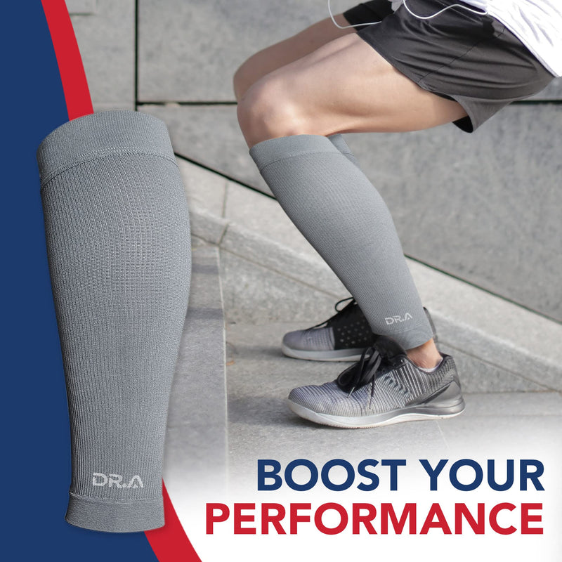 [Australia] - Doctor Developed Calf Compression Sleeve Men and Women - Leg Compression Sleeve for Leg Pain Relief, Muscle Recovery, Shin Splint, and Varicose Veins by Dr. Arthritis (Medium, Grey, 1 Pair) Medium Black 