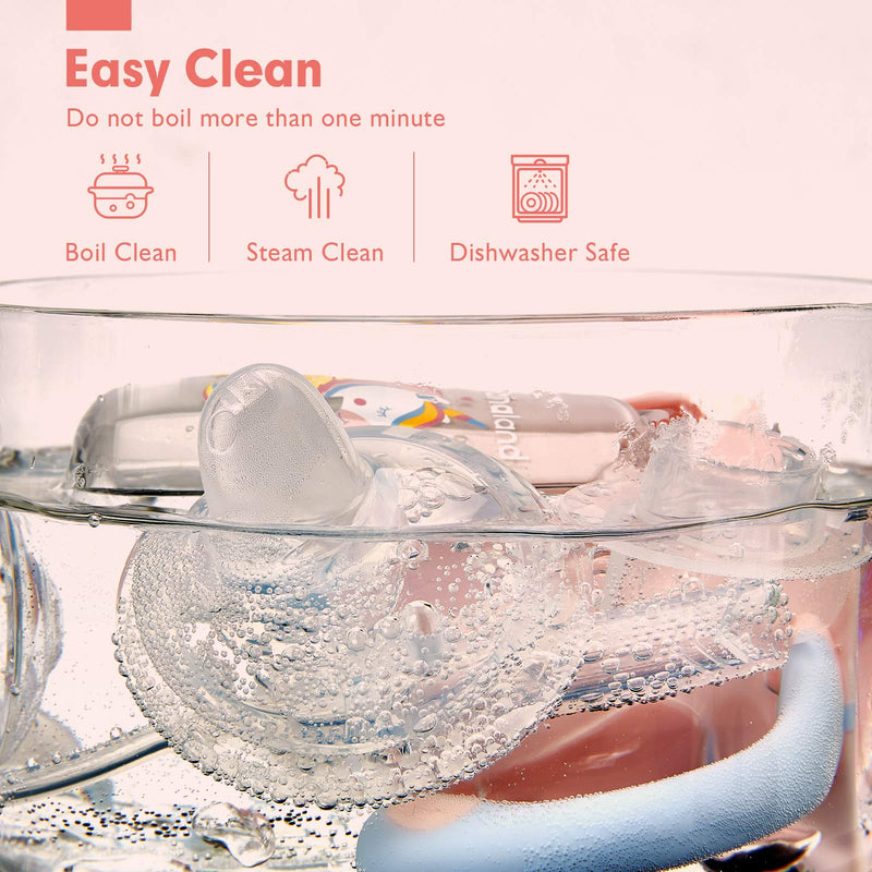 [Australia] - hahaland 2 in 1 Baby Cups & Sippy Cup with Straw and a Spout 240ML, Toddler Drinks Water Bottles Trainer Cup with Handles for Babies 6 12 Months - Unicorn (One Cup with 2 Nipples) Pink & Purple 