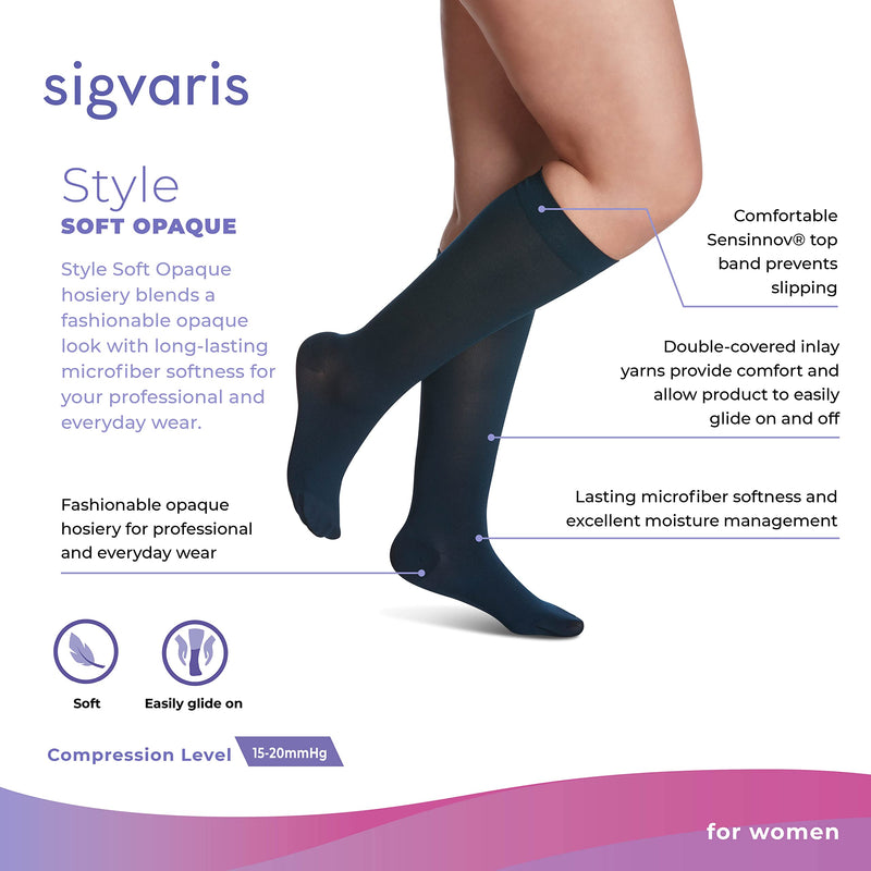 [Australia] - SIGVARIS Women’s Style Soft Opaque 840 Closed Toe Calf-High Socks 15-20mmHg Nude Medium Short 