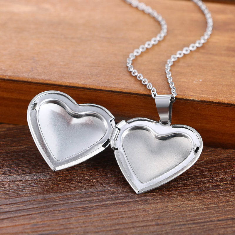 [Australia] - Cupimatch Book Love Heart Photo Locket Pendant Necklace Charm Chain Fashion Jewelry 17.8" 