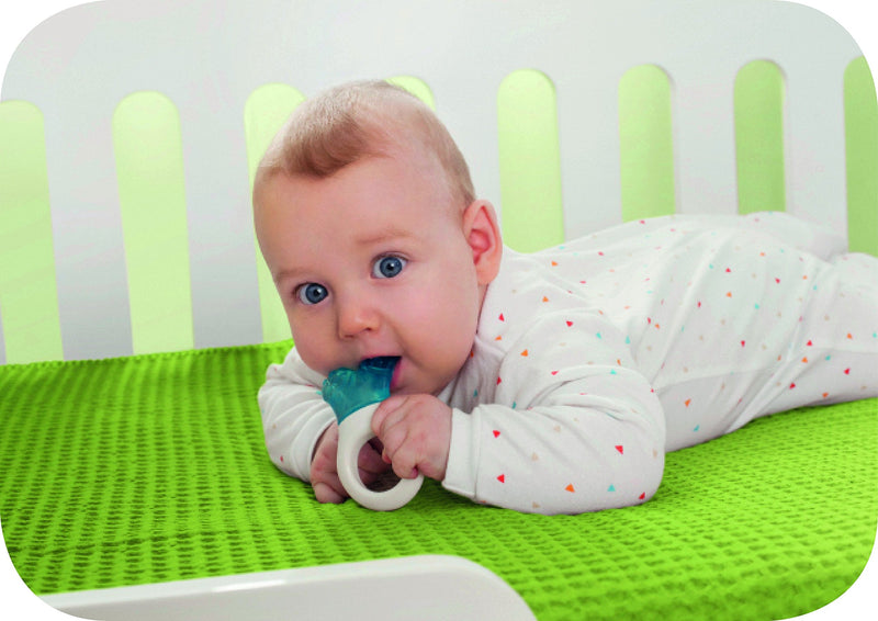 [Australia] - MAM Mini Cooler & Clip, Cooling Component Comforts Teething Babies, Sensitive Gums Massaged by Baby Ring, Long Range Reaches All Baby Teeth, Suitable for 0-3 Years, Blue 