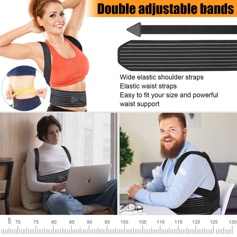 [Australia] - Aollop Posture Corrector Men Back Brace Back Support with Breathable Adjustable Elastic Bands Support Bars Posture Improve Back Pain Association Lower Lumbar Relief Waist 27'- 51' Black 