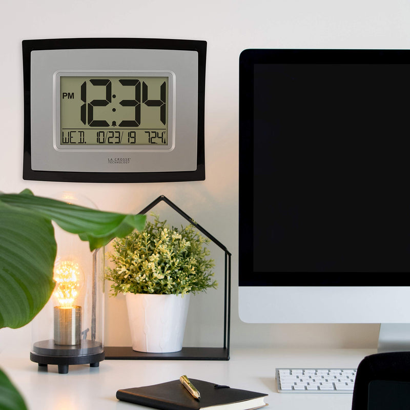 [Australia] - La Crosse Technology WT-8002U Digital Wall Clock Silver, Black 