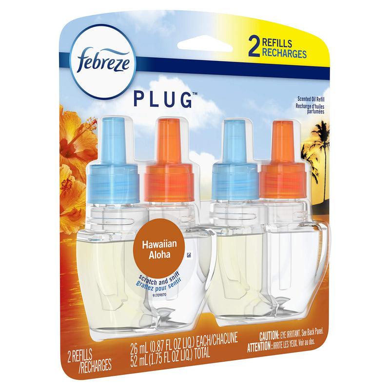 [Australia] - Febreze Plug in Air Freshener and Odor Eliminator, Scented Oil Refill, Hawaiian Aloha, 2 Count 0.87 Fl Oz (Pack of 2) A560 