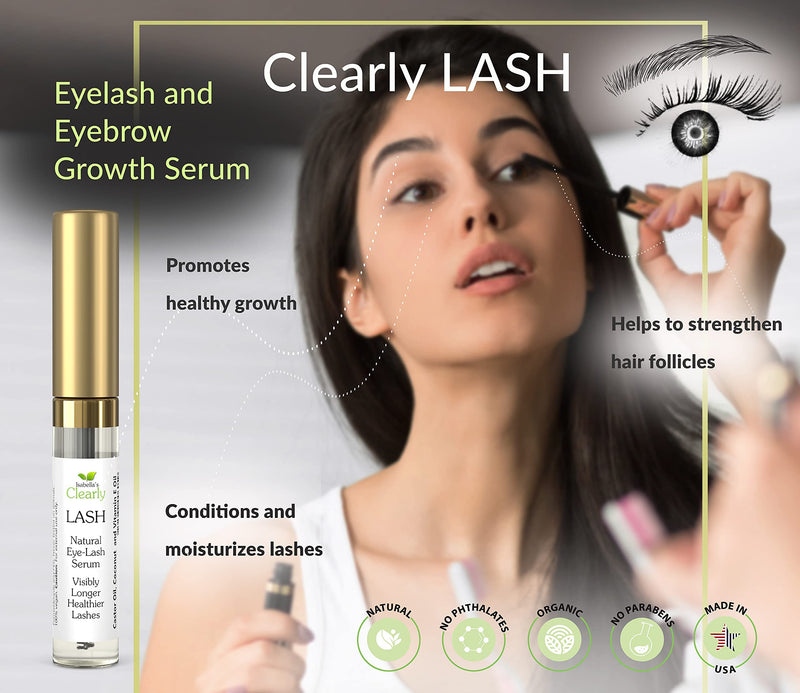 [Australia] - Clearly LASH, Natural Eyelash and Eyebrow Growth Serum | Castor, Coconut, Vitamin E Oils | Grow Longer, Fuller, Enhanced Lashes and Brows | Paraben Free, Cruelty Free, Vegan, Made in USA 