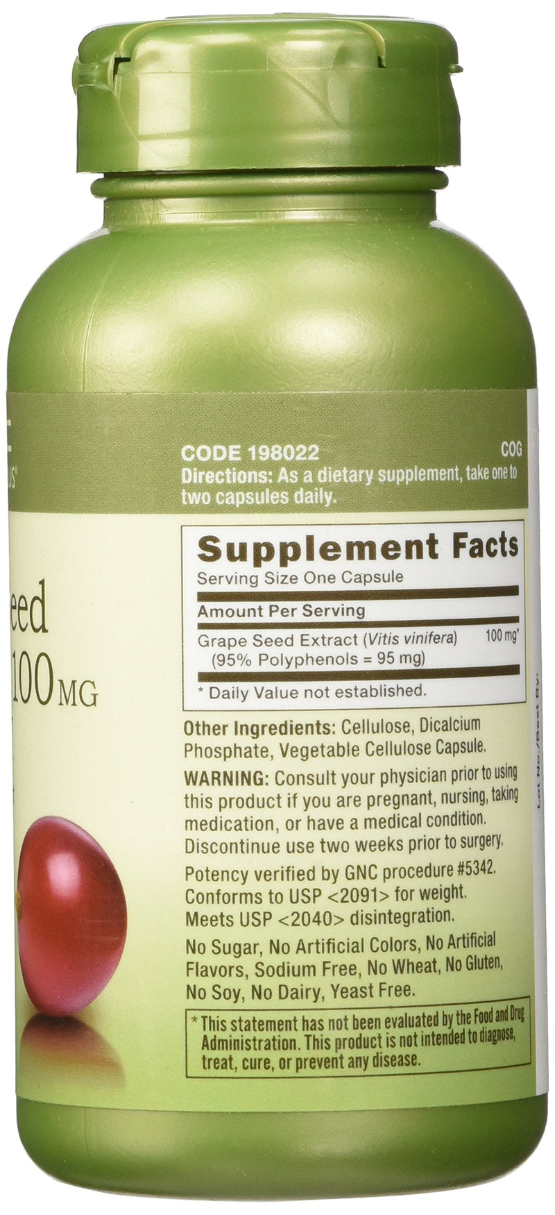 [Australia] - GNC Herbal Plus Grape Seed Extract 100mg | Provides Antioxidant Support, Vegetarian, Sodium Free, Zero Sugar | 100 Capsules 