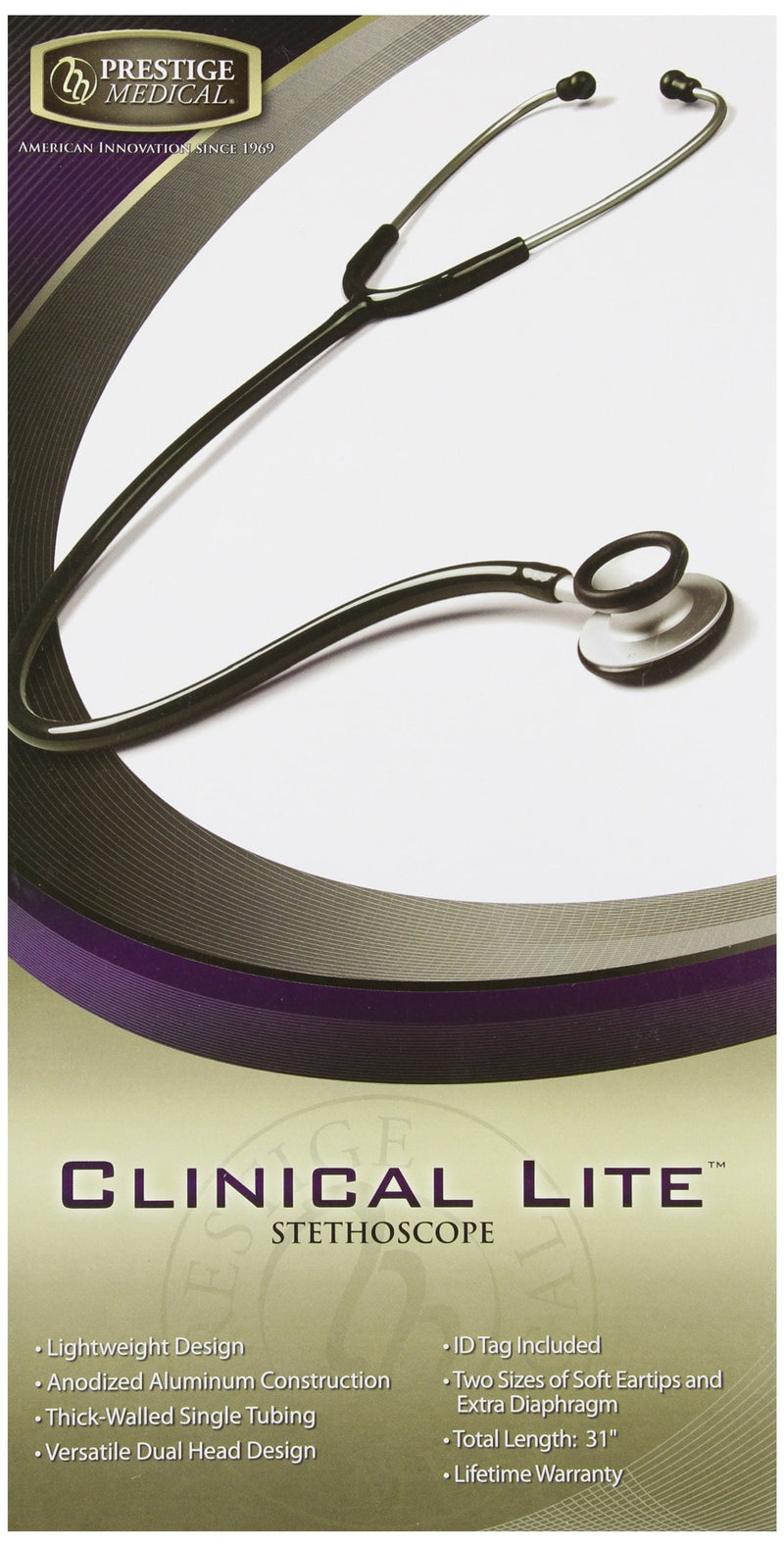 [Australia] - Prestige Medical Clinical Lite Stethoscope, Purple, 31 Inch (Pack of 1) 