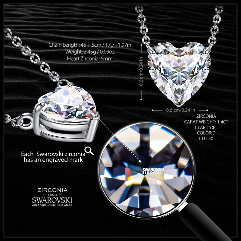 [Australia] - 925 Sterling Silver Necklace, Sparkly Zirconia from Swarovski Christmas Solitaire Pendant Necklace for Women Girls Christmas Jewelry Gift with Delicate Box Swarovski Zirconia Necklace for Women 