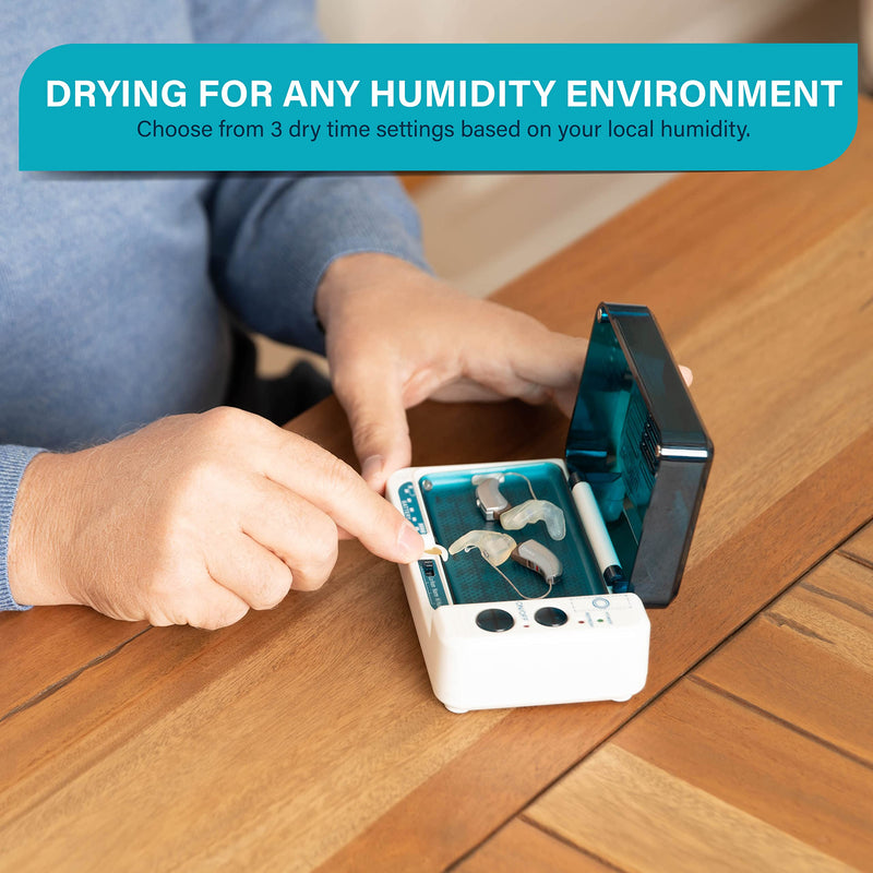 [Australia] - Hearing Aid Dryer Dehumidifier – Cochlear Implant & Hearing Aid Cleaner Removes Sweat & Moisture from Hearing aids & Wireless Earbuds in High Humidity – Hearing Aid Dehumidifier by Serene Innovations 