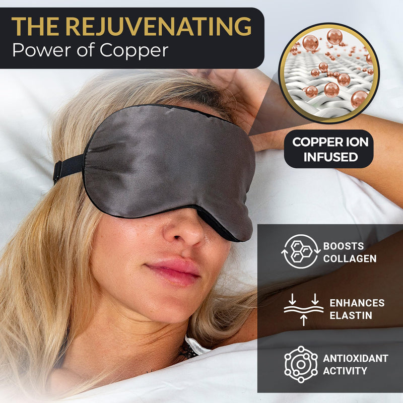 [Australia] - SLEEP FOUNTAIN Anti-Wrinkle Sleep Mask for Women, Super Soft Mulberry Silk Eye Mask for Sleeping & Skin Care, Anti Aging Sleep Mask with Copper Technology 