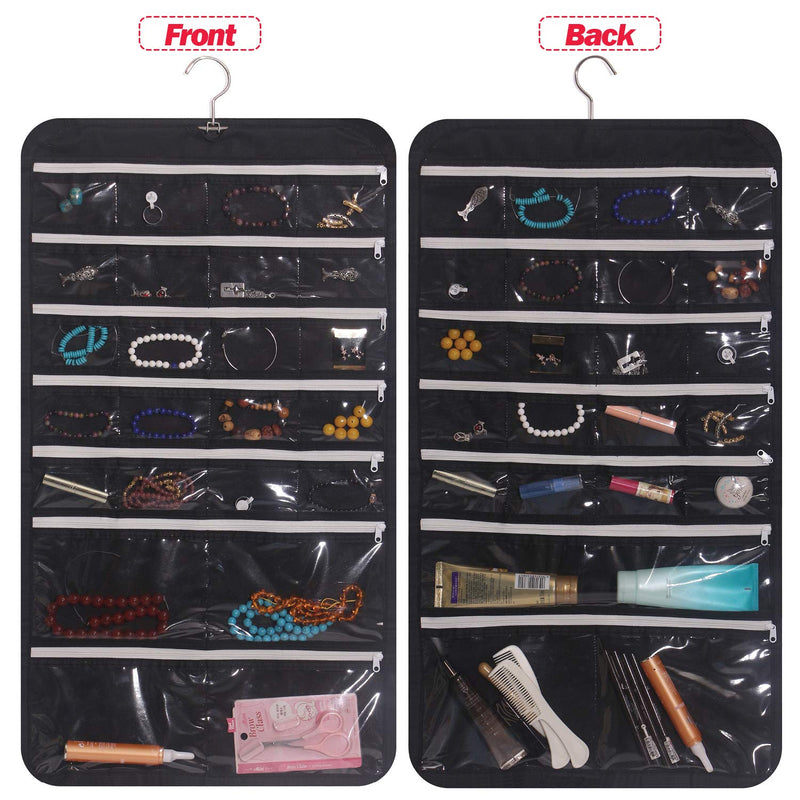 [Australia] - DIOMMELL Hanging Jewelry Organizer 47 Pockets with Zipper for Earrings Necklace Bracelet Ring Accessory Display Storage Bag Travel Holder Box 