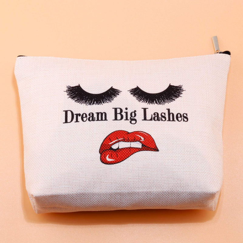 [Australia] - PXTIDY Dream Big Lashes Women Makeup Bag Canvas Cosmetic Bag Travel Pouch Cosmetic Makeup Organizer Bag with Zipper (Dream Big Lashes) 