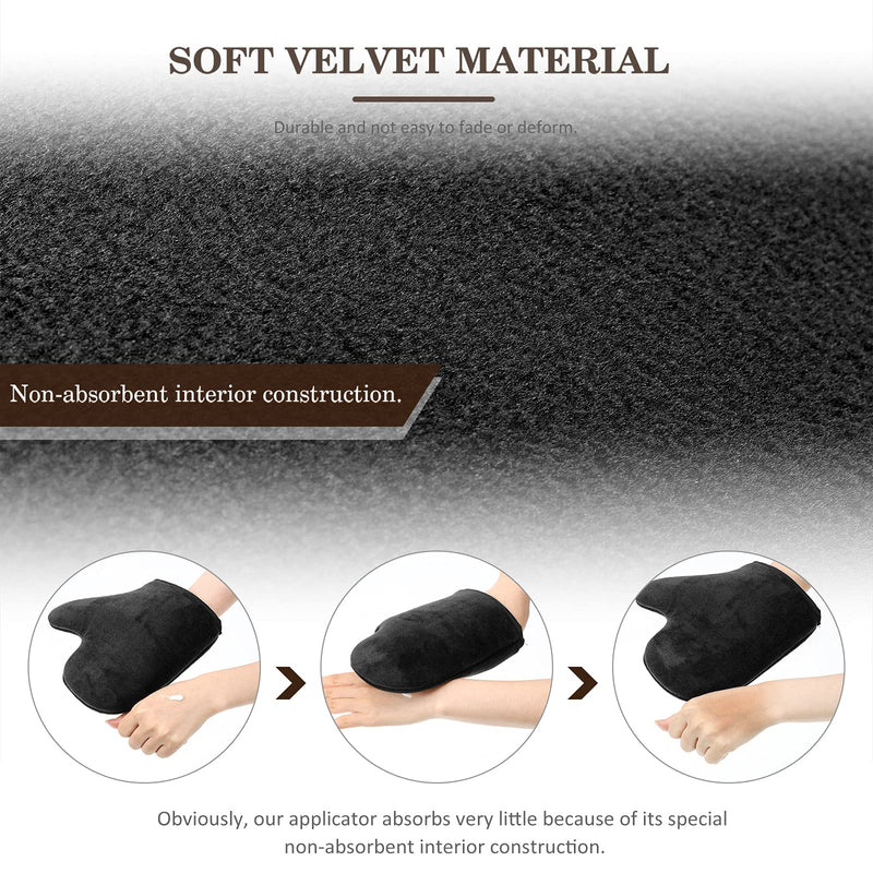 [Australia] - 4 Packs Self Tanning Mitt Applicators Sunless Tanning Mittens Double Sided Self Tanning Gloves Reusable Tanner Applicator Mittens Brown Tanner Gloves with Thumb (Black) Black 