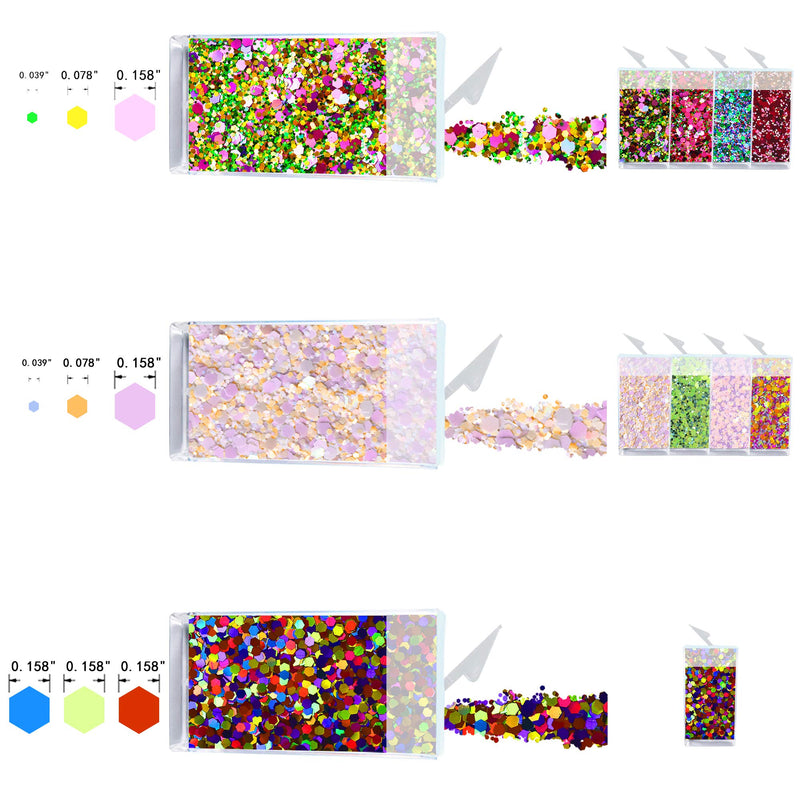 [Australia] - Glitter Wenida 9 Colors 105g Holographic Iridescent Multicolor Festival Sequins Craft Chunky Glitter for Arts Face Hair Body Nail Color #1 0.38 Ounce (Pack of 9) 