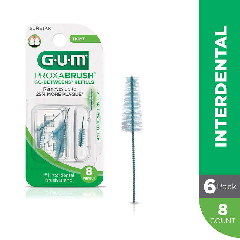 [Australia] - GUM - 10070942064122 Proxabrush Go-Betweens Interdental Brush Refills, Tight, 8 Count (Pack of 6) 48 Refills 