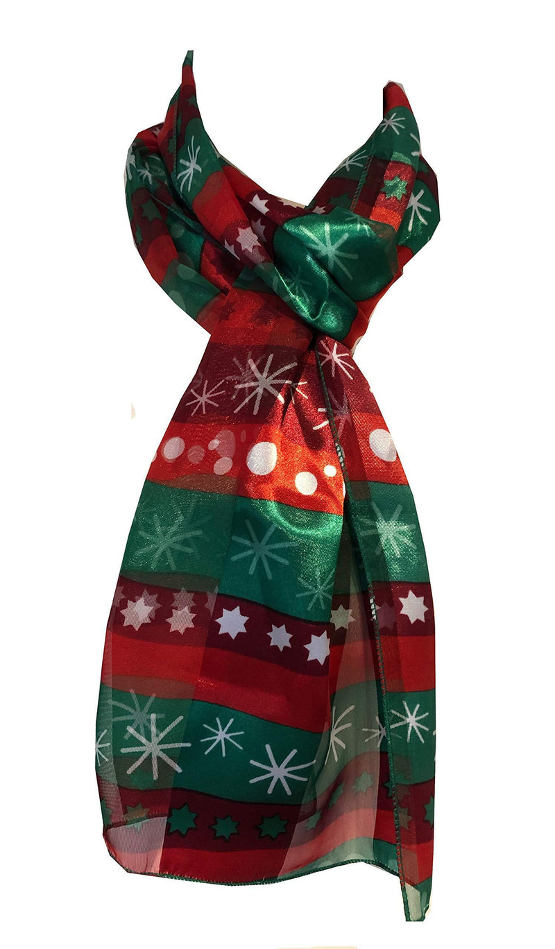 [Australia] - Pamper Yourself Now Snowman Design Scarf Thin Pretty Christmas Scarf, Great as a Present/Gift. Red and Green 