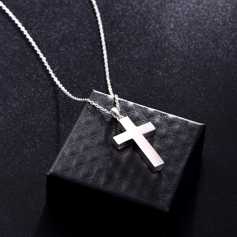 [Australia] - Cross Urn Necklace for Ashes 925 Sterling Silver Religious Cross Cremation Pendant Jewelry Faith Hope Love Gifts for Men Boys Cross Urn pendant 