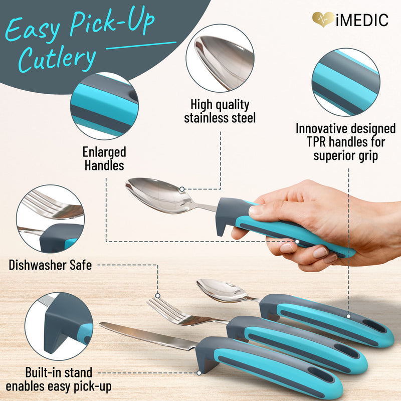 [Australia] - Medipaq Easy Grip Cutlery - Great for The Elderly, Disabled Or Those Suffering with Tremors and Trembling Hands. Easy Pick up. (1x Set) 
