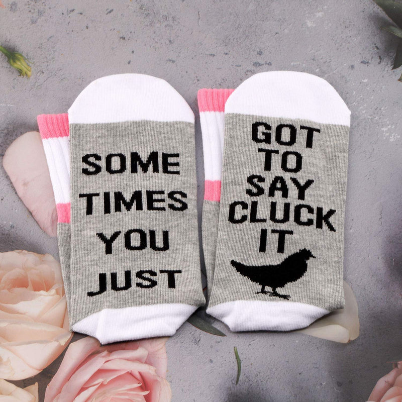 [Australia] - PYOUL 2 Pairs Chicken Socks Funny Sarcastic Gift Some Times You Just Got To Say Cluck It Socks 