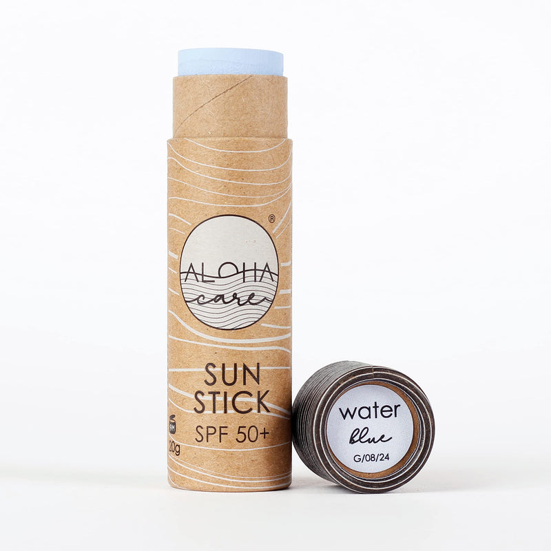 [Australia] - Aloha Care Sun Stick SPF 50+ | Face Mineral Sunscreen for Surfing | Eco-friendly Paper Tube 20g (2-pack blue + beige) 2-pack blue + beige 