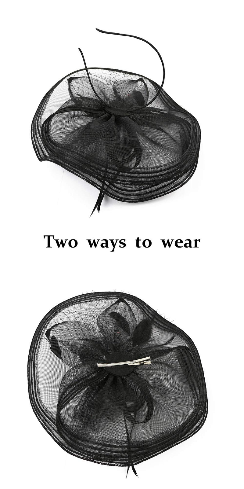[Australia] - SLSHJY Fascinators Hats Tea Party Headwear Kentucky Derby Hats Wedding Cocktail Mesh Flower Hair Clip for Women D-black 