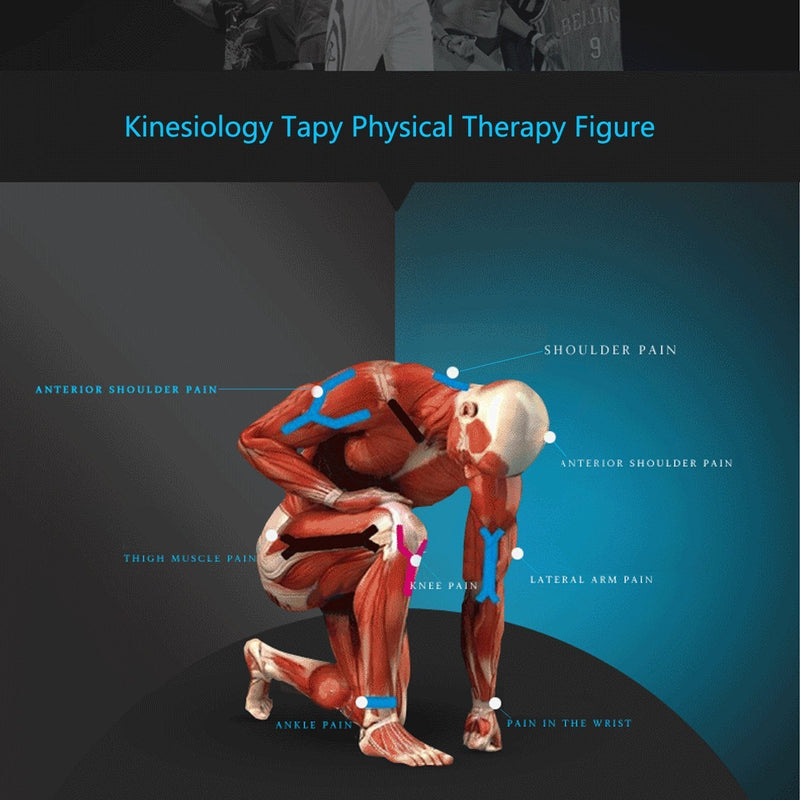 [Australia] - Kinesiology Theraeputic Tape Physio for Athletic Sports Recovery Pain Relieve Strong Adhesion Waterproof Original Cotton Uncut 2 Inch x 16.4 Feet 1 Beige/2 black 