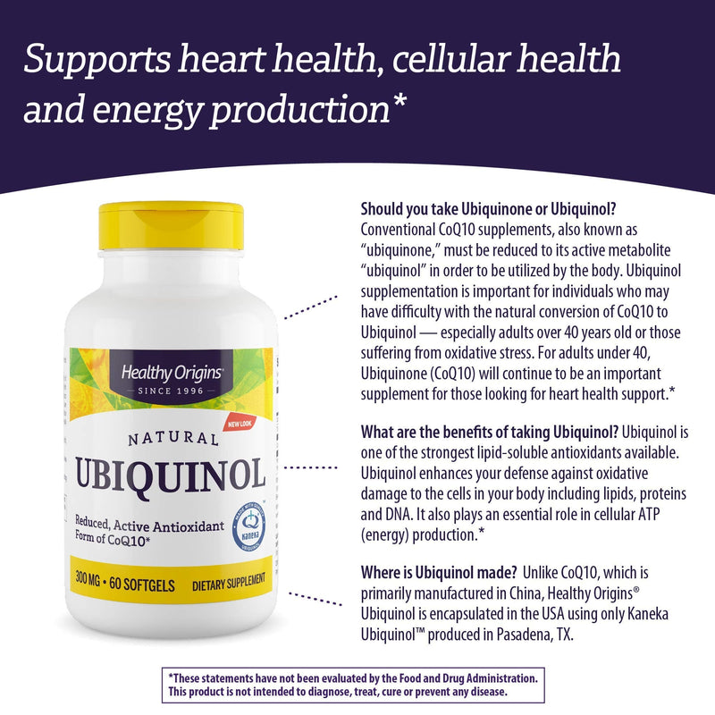 [Australia] - Healthy Orgins Ubiquinol Softgels, 300 mg, 60 Count 60 Count (Pack of 1) 