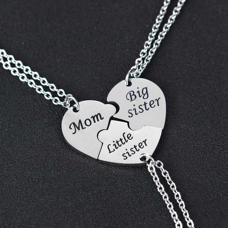 [Australia] - YEEQIN 3PCs/Set Mom Big Sister Little Sister Mom Necklaces Set Mother Daughters Matching Heart Jewley Set 