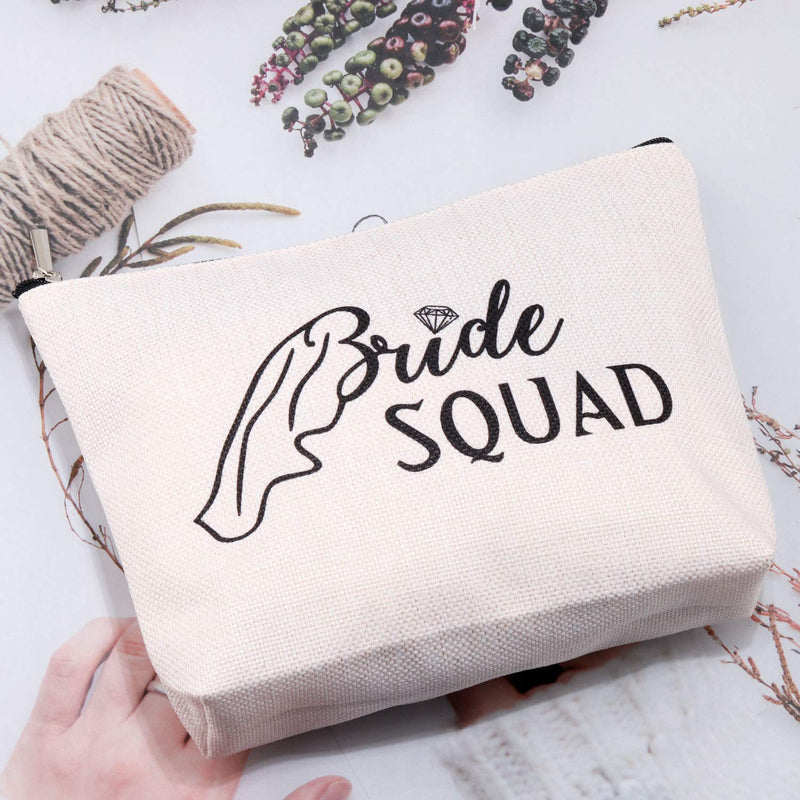 [Australia] - MBMSO Bride Squad Makeup Bag Bridesmaid Cosmetic Bag Bridal Party Gifts Bachelorette Party Gifts Wedding Gifts for Bridesmaids (Makeup Bag) 