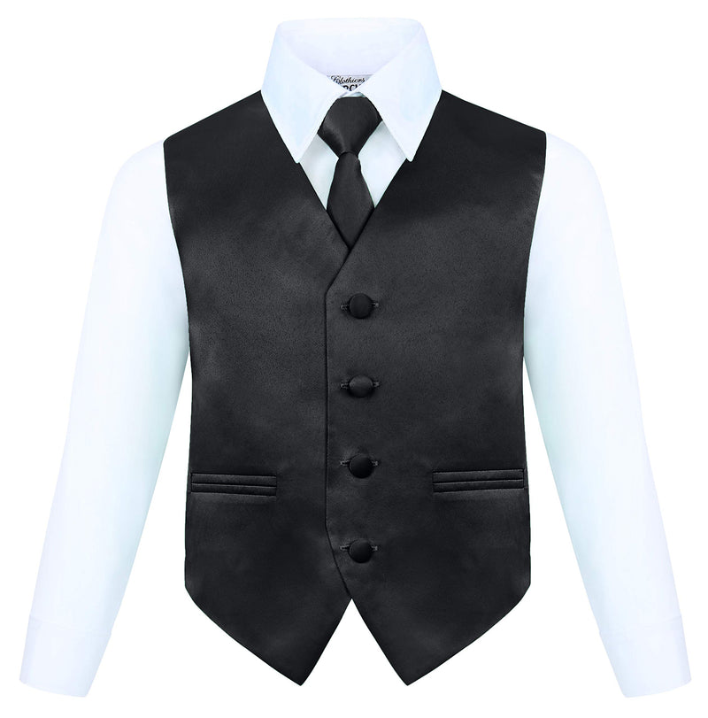 [Australia] - S.H. Churchill & Co. Boy's 4 Piece Vest Set, with Bow Tie, Neck Tie & Pocket Hankie Black 2T 
