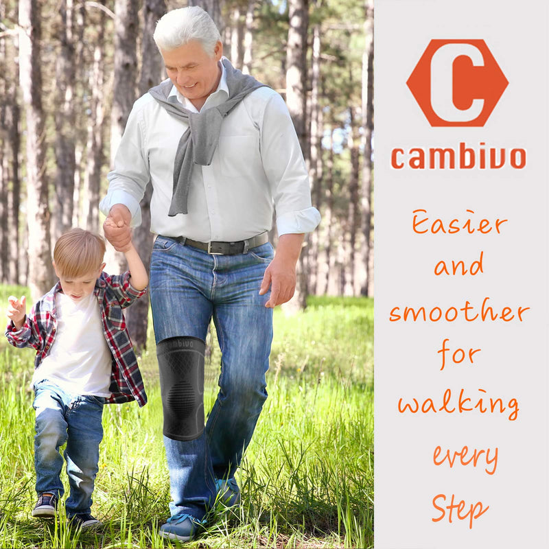 [Australia] - CAMBIVO 2 Pack Knee Brace, Knee Compression Sleeve Support for Men and Women, Knee Pads for Running, Hiking, Meniscus Tear, Arthritis, Joint Pain Relief Medium Black 