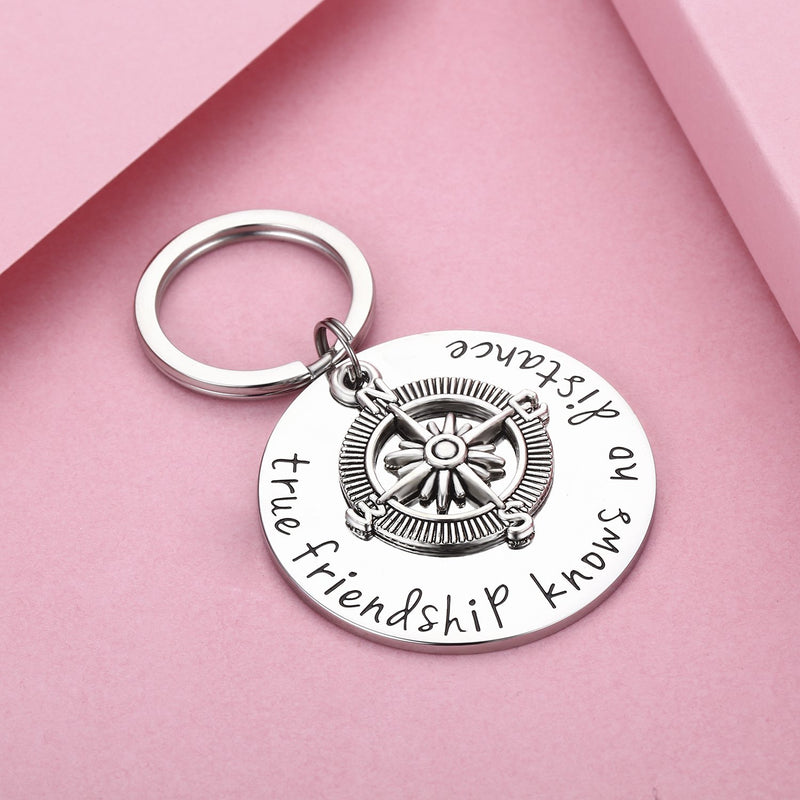 [Australia] - Udobuy Best Friend Keychain - True Friendship Knows No Distance Compass Keychain Long Distance Relationship Gifts 