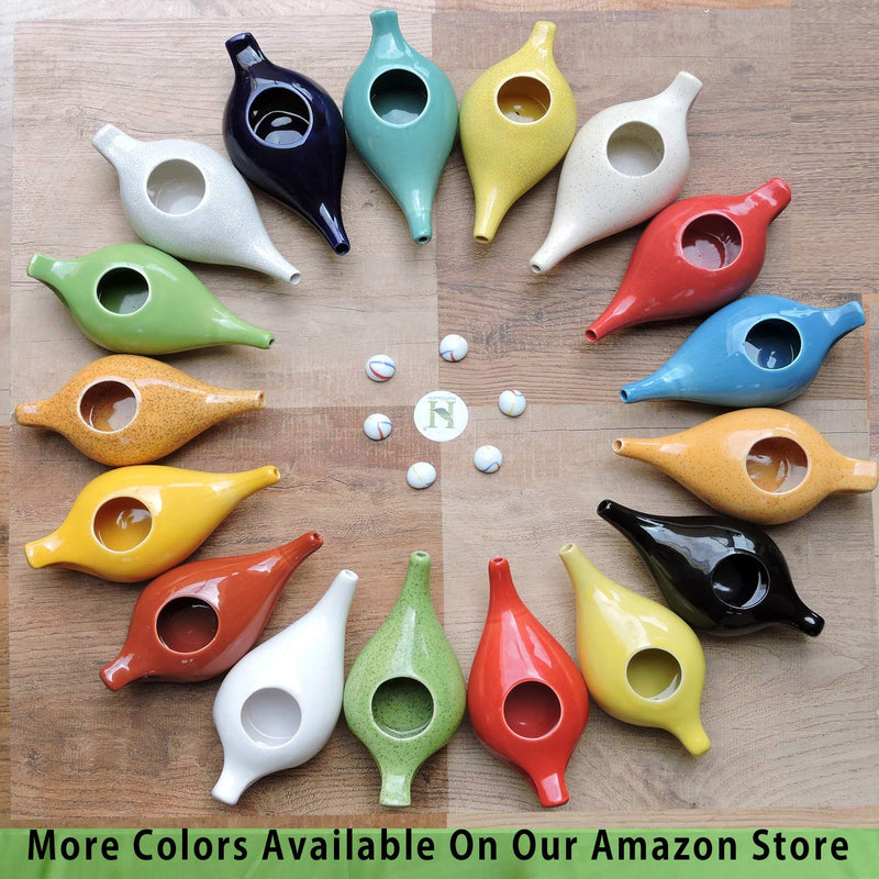 [Australia] - Ceramic Neti Pot for Nasal Cleansing Crackle Pattern | Ceramic Neti Pot with 10 Sachets of Neti Salt | Natural Treatment for Sinus, Infection and Congestion (Red) 