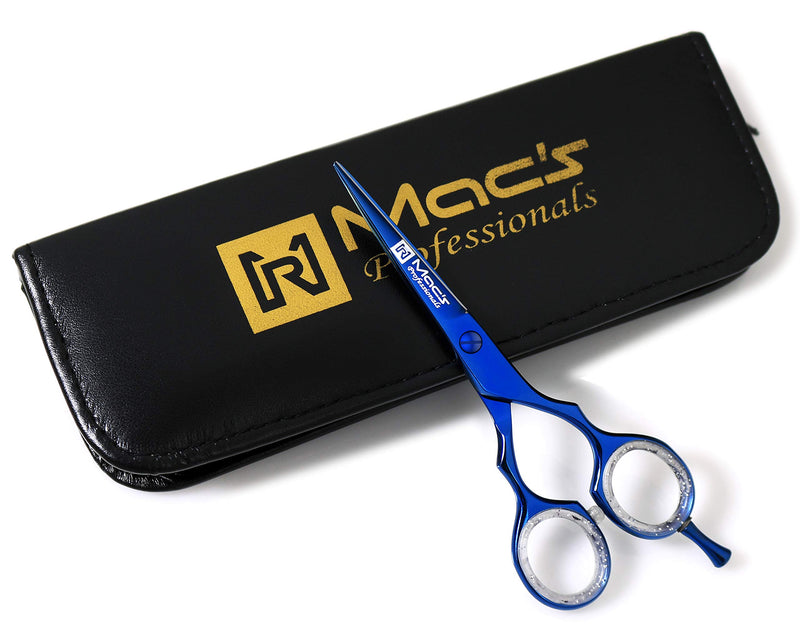 [Australia] - BARBER Hair Cutting Razors Edge Hair Cutting Shears/Scissors Professional - 5.5" Blue Titanium - New Style - For Styling Cut - Macs-2038 