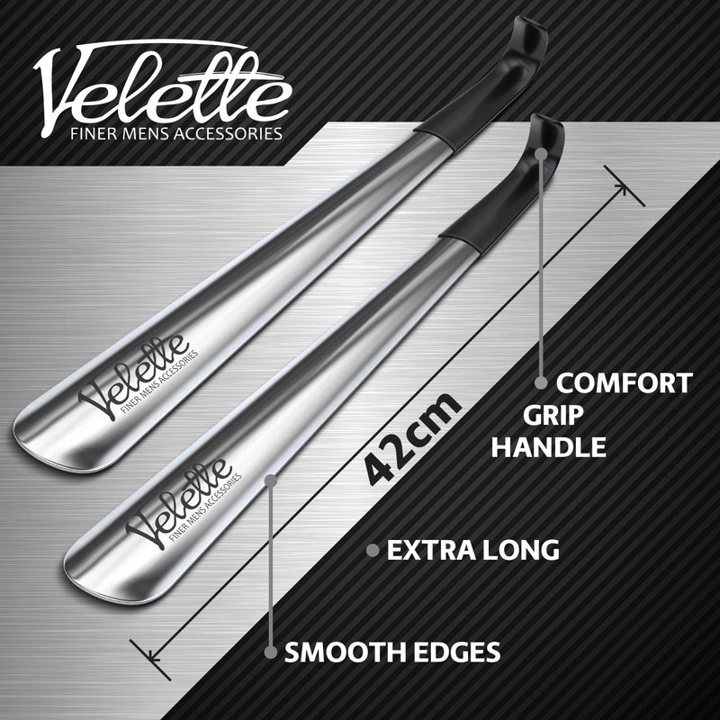 [Australia] - Metal Shoe Horn Long Handle For Seniors, Set of 2, 16.5" Long Shoe Horns For Boots, or Extra Long Shoe Horn for Kids, by Velette 