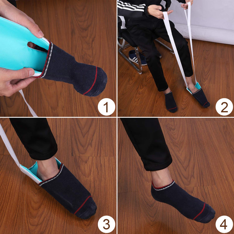 [Australia] - Sock Aid Helper Tool Aid for Elderly Putting on Sock Helper Easy Put on Sock Slider Puller Aid for Elderly Pregnant Women Disabled Leg Issues Avoid Bending 