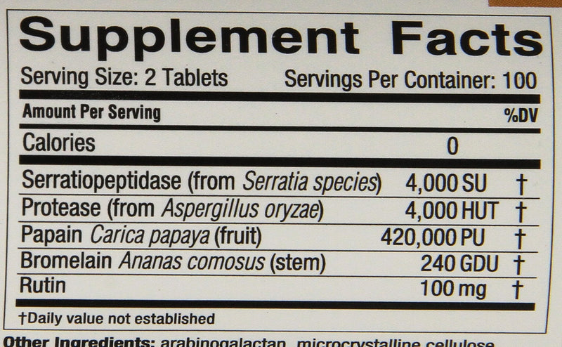 [Australia] - Naturally Vitamins Fibrozym Systemic Protease Supplement with Serratiopeptidase, 200 Tablets, N10051 
