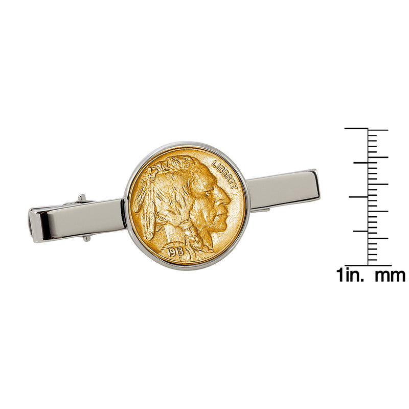 [Australia] - American Coin Treasures Gold-Layered Buffalo Nickel Silvertone Coin Tie Clip 
