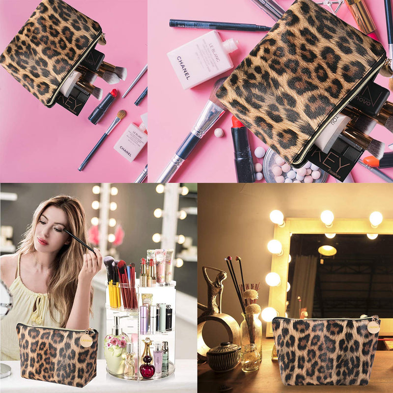 [Australia] - Makeup Bag Travel Cosmetic Bag for Purse Small Bag Leopard Cute Pouch Gift for Women and Girls Leopard print 