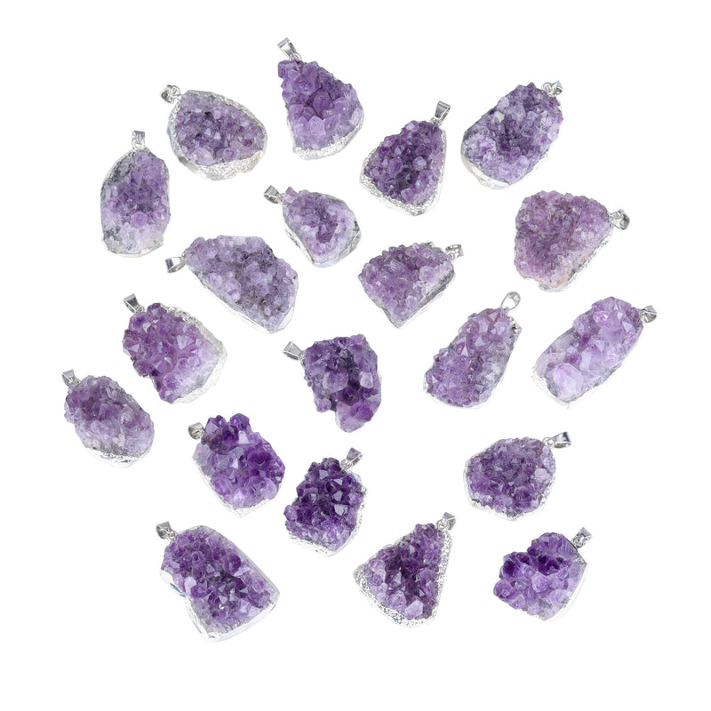 [Australia] - CrystalTears Amethyst Healing Crystal Necklace Natural Raw Amethyst Quartz Crystal Cluster Stone Pendant Necklace for Women Girls Christmas Mother's Day Gift #1 