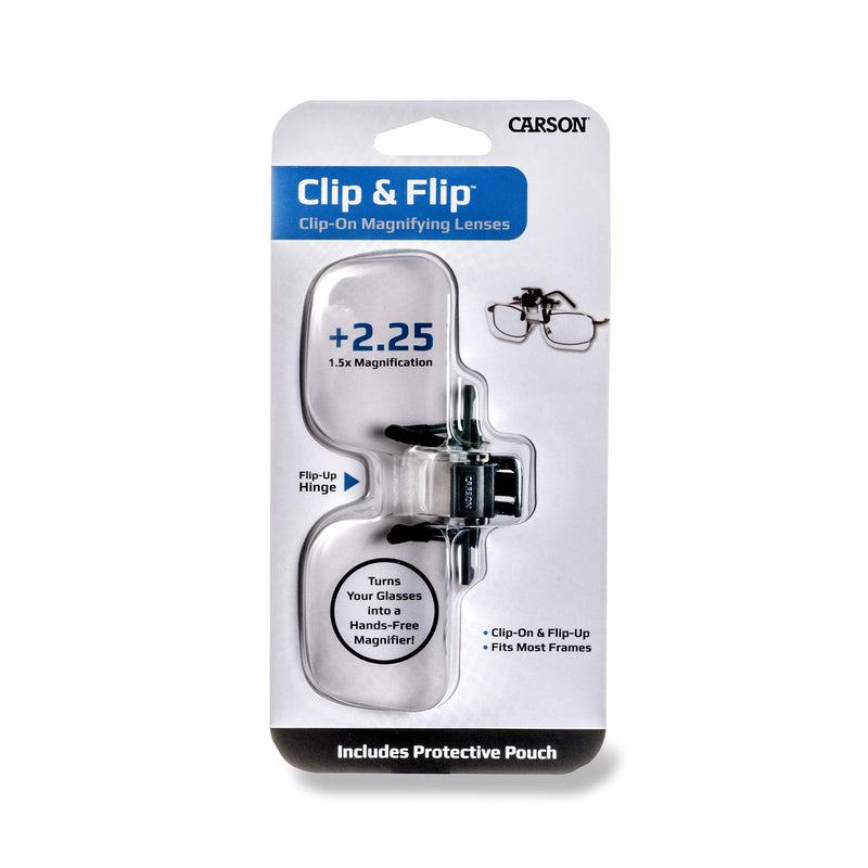 [Australia] - Carson Clip and Flip, Clip-On, Flip-Up Magnifying Lenses For Fly Tying, Reading, Hobby, Crafts and Other Low Vision Tasks 1.5x Power (+2.25 Diopters) 