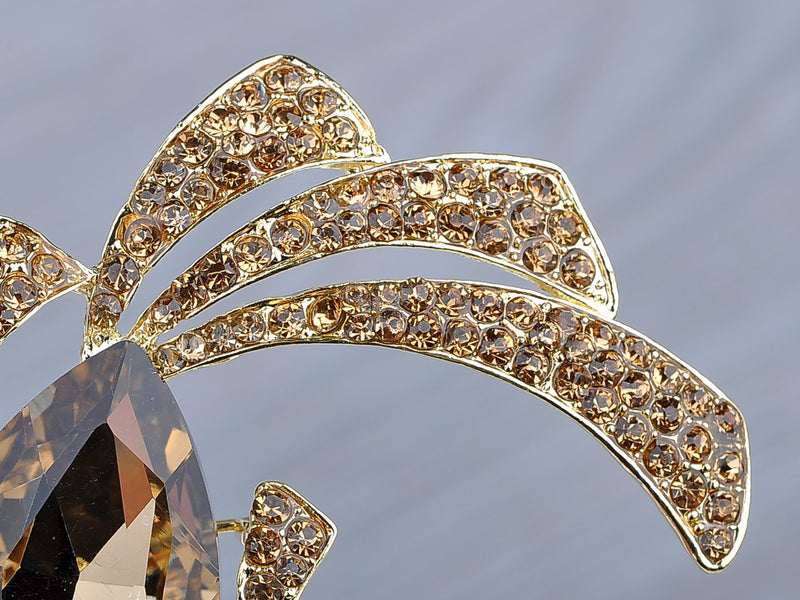 [Australia] - Alilang Golden Tone Light Topaz Colored Rhinestones Ocean Sea Goldenfish Brooch Pin 