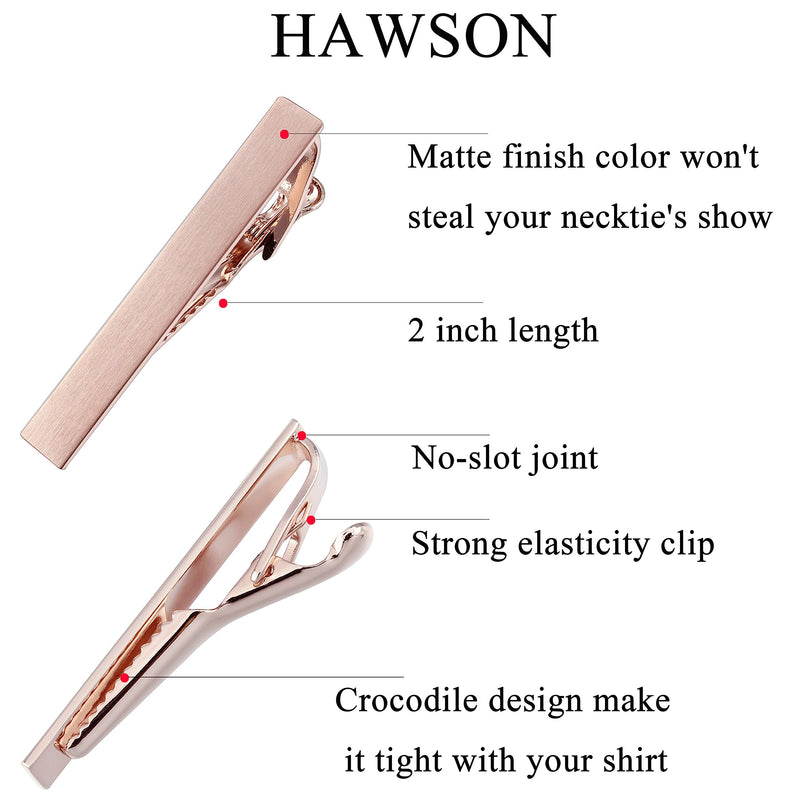 [Australia] - HAWSON 2 Inch Tie Bar Clips for Men Rose Gold Necktie Accessories Perfect Wedding Business Gift 1 