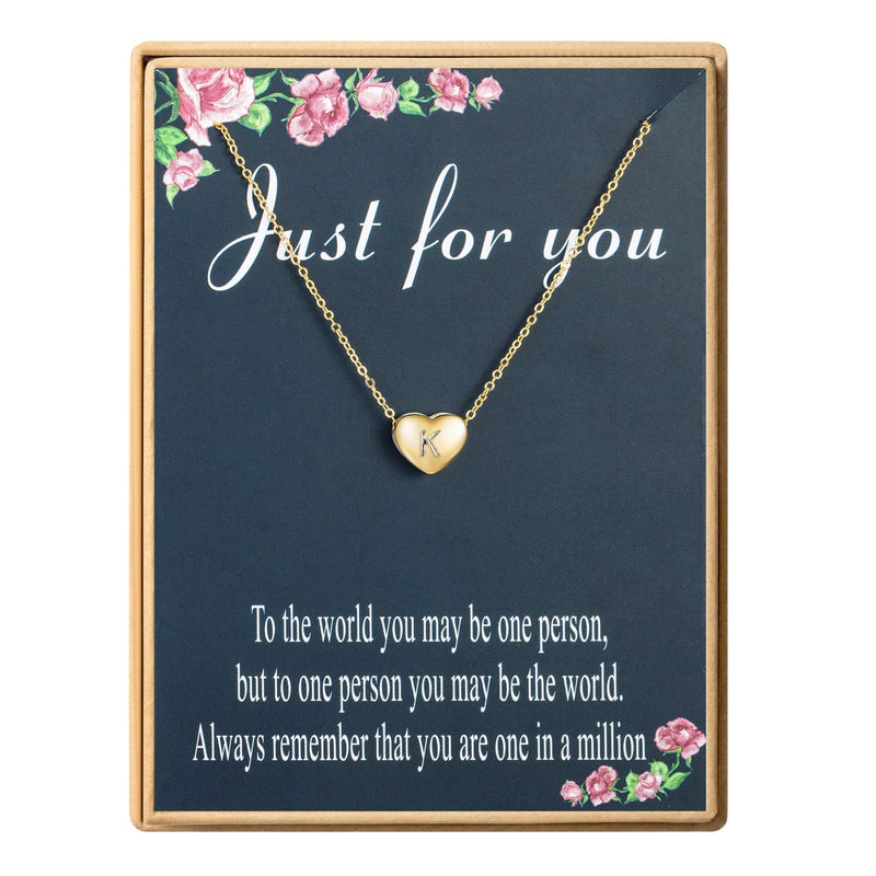 [Australia] - Dainty Heart Initial Necklace Letters A to Z 26 Alphabet Pendant Necklace Small Heart 14K Real Gold Plated Personalized Necklace Inspiration Gifts for Girl Women Gold Plated K 