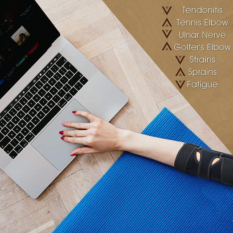 [Australia] - Elbow Brace, Elbow Support, Night Elbow Sleep Support, with 2 Removable Metal Splints, for Sprained Elbows, Tendonitis, Arthritis, Elbow Immobilized, Sports Injury Recovery 